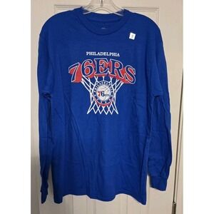 Philadelphia 76ers Blue Long Sleeve Shirt NBA Basketball Fan Apparel Mens Medium